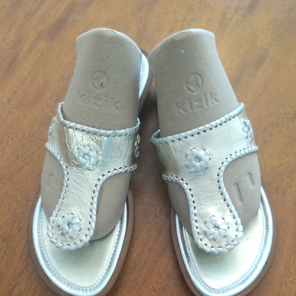 -A. Giannetti Silver/Gold Leather Sandals Made In Italy